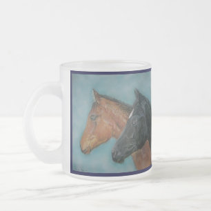 Caneca De Café Vidro Jateado fotografia equina de um sapo preto castanho castan