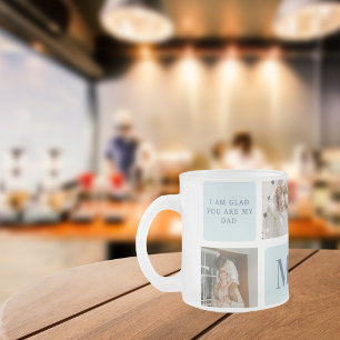 Caneca De Café Vidro Jateado Fotos de Colagem Moderna - Presente Azul dos Melho