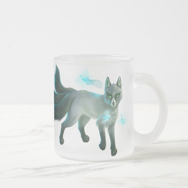 Caneca De Café Vidro Jateado Fox e fadas (Direita)