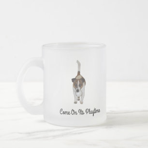 Caneca De Café Vidro Jateado Fox Terrier Vem Em Seu Tempo De Reprodução, Fosco