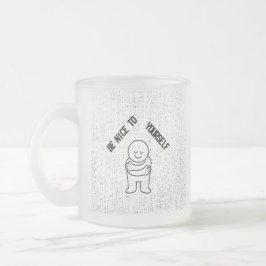 Caneca De Café Vidro Jateado ☕ Frosted Glass Mug with "Be Nice To Yourself" 