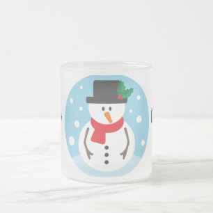 Caneca De Café Vidro Jateado Frosty, o boneco de neve