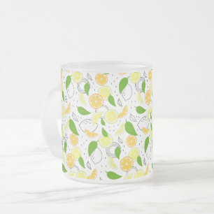 Caneca De Café Vidro Jateado Frutas Cítricas Limão Laranja Moderna.