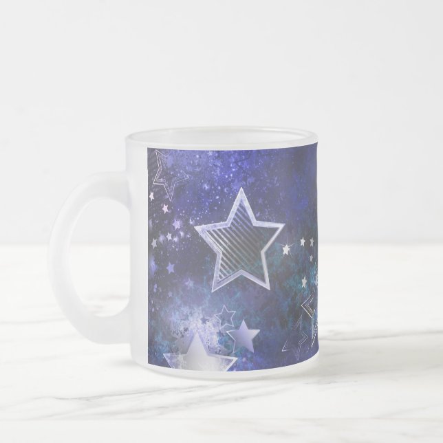Caneca De Café Vidro Jateado Fundo de Espaço com Estrelas (Esquerda)