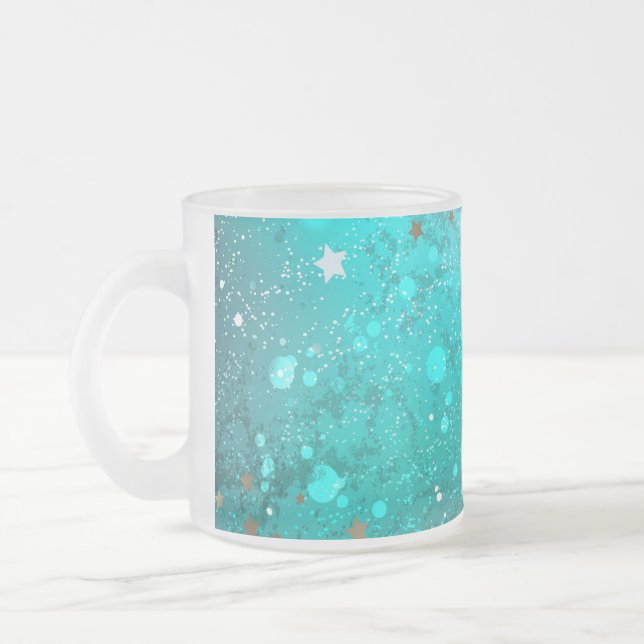 Caneca De Café Vidro Jateado Fundo do Mint Turquoise Foil (Esquerda)