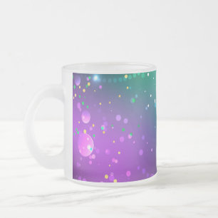 Caneca De Café Vidro Jateado Fundo roxo festivo do Mardi Gras
