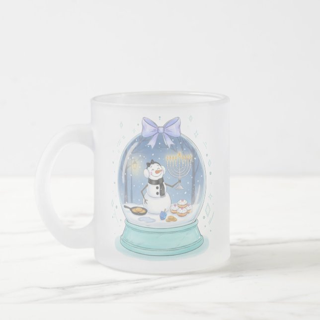 Caneca De Café Vidro Jateado G globo de neve de Chanukah (Esquerda)