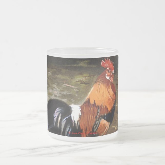 Caneca De Café Vidro Jateado Galo (Centro)