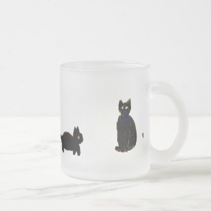 Caneca De Café Vidro Jateado Gatinho de Gatos Pretos Cachorros