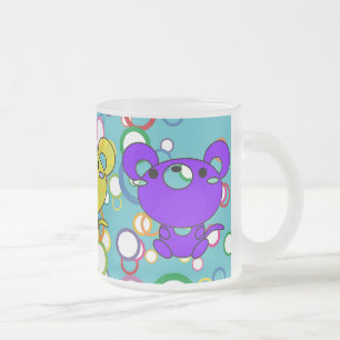 Caneca De Café Vidro Jateado Gatinhos coloridos em Fosco de cápsula em círculos