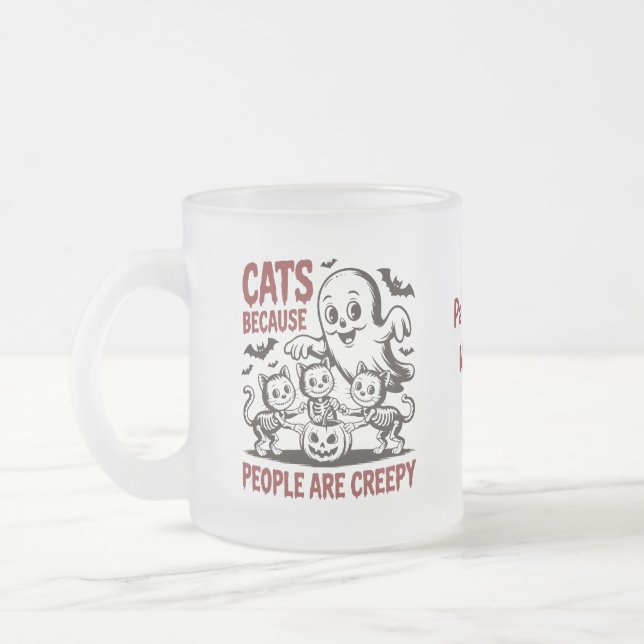 Caneca De Café Vidro Jateado Gato de Halloween Personalizado Divertido (Esquerda)