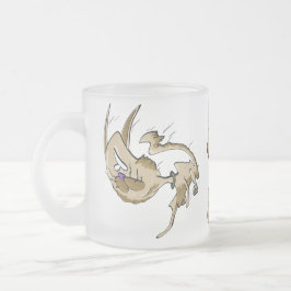 Caneca De Café Vidro Jateado Gato de salto de cabeça grande