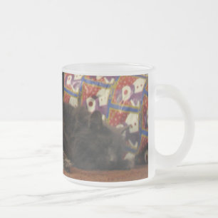 Caneca De Café Vidro Jateado Gato do Natal