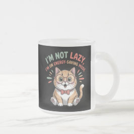 Caneca De Café Vidro Jateado Gato em Modo de Economia de Energia