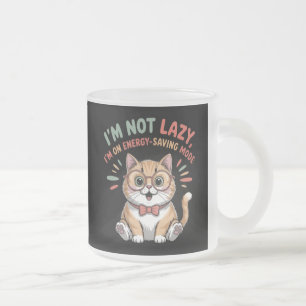 Caneca De Café Vidro Jateado Gato em Modo de Economia de Energia