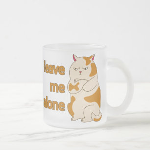 Caneca De Café Vidro Jateado Gato gordo me deixa em paz