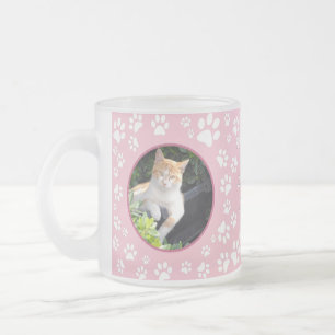 Caneca De Café Vidro Jateado Gato Memorial Pintado Imprime Pink