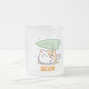 Caneca De Café Vidro Jateado gato miou na chuva em uma design incrível