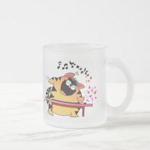 Caneca De Café Vidro Jateado Gato musical gordo dos gatos   de LOL