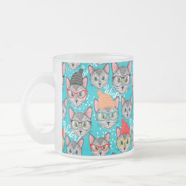 Caneca De Café Vidro Jateado Gato no chapéu (Esquerda)