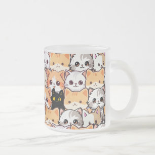 Caneca De Café Vidro Jateado Gato preto e bonito em gatos laranja animais de es