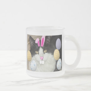 Caneca De Café Vidro Jateado Gato Preto e Branco