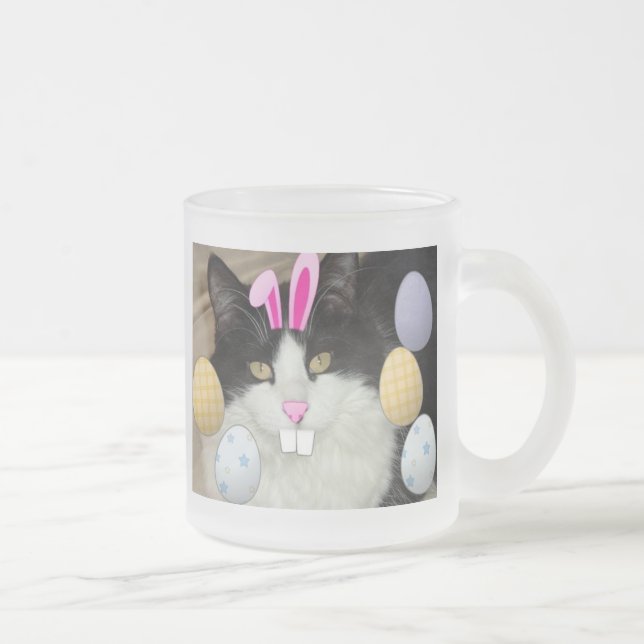 Caneca De Café Vidro Jateado Gato Preto e Branco (Direita)
