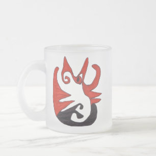 Caneca De Café Vidro Jateado Gato Preto e Vermelho