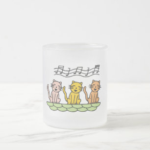 Caneca De Café Vidro Jateado Gatos do canto camiseta e presentes