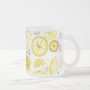 Caneca De Café Vidro Jateado Gelado fresco limão-limão-doce-amarelo-amarelo-esc