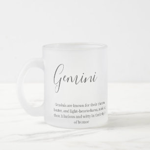 Caneca De Café Vidro Jateado "Gemini Zodiac personalizado Nome e característica