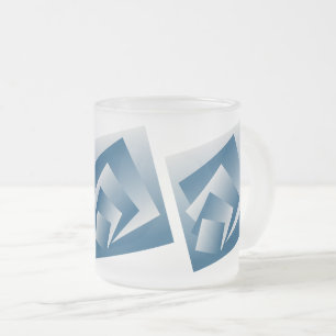 Caneca De Café Vidro Jateado Geometria azul-teal