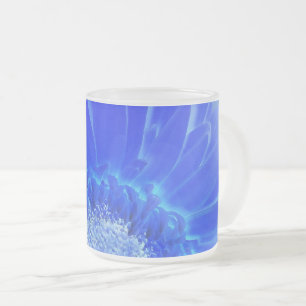 Caneca De Café Vidro Jateado gerbera azul-elétrica