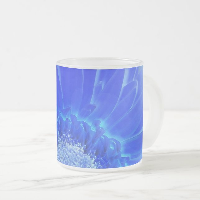 Caneca De Café Vidro Jateado gerbera azul-elétrica (Frente Esquerda)