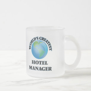 Caneca De Café Vidro Jateado Gerente de hotel do mundo o grande