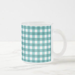 Caneca De Café Vidro Jateado Gingham