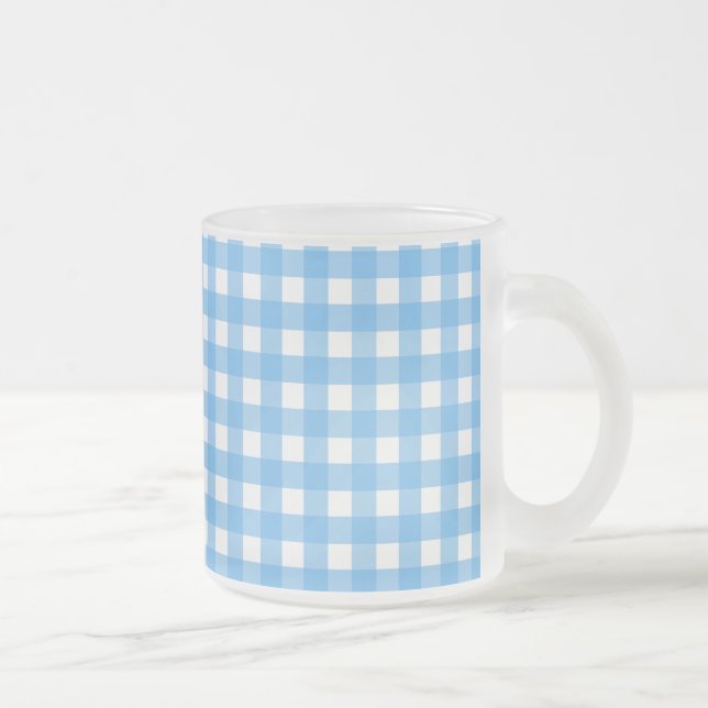 Caneca De Café Vidro Jateado Gingham azul (Direita)