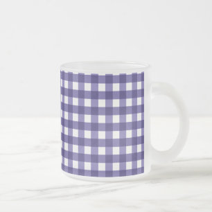 Caneca De Café Vidro Jateado Gingham azul marinho
