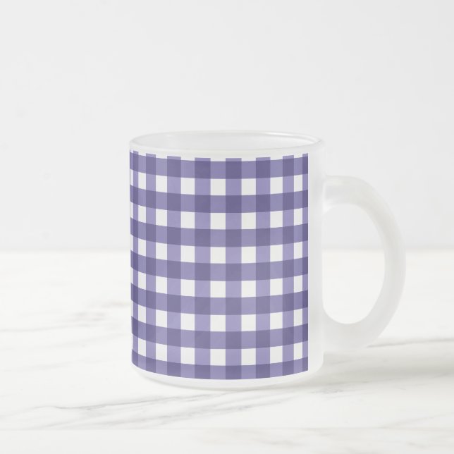 Caneca De Café Vidro Jateado Gingham azul marinho (Direita)