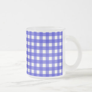 Caneca De Café Vidro Jateado Gingham azul-real