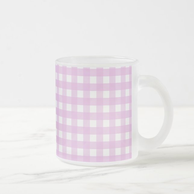 Caneca De Café Vidro Jateado Gingham rosa pálido (Direita)