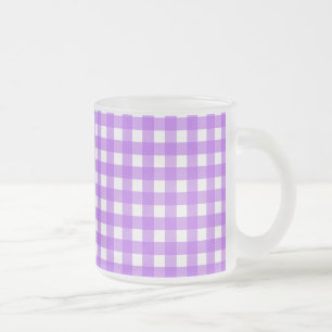 Caneca De Café Vidro Jateado Gingham roxo brilhante
