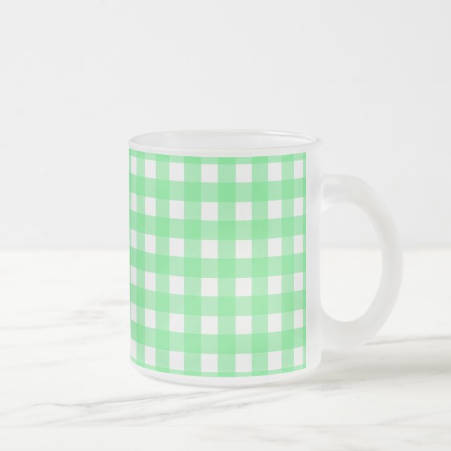 Caneca De Café Vidro Jateado Gingham verde (Direita)