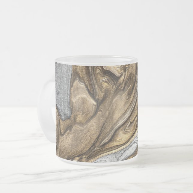 Caneca De Café Vidro Jateado glamour 002 cores marrons líquidas (Frente Esquerda)