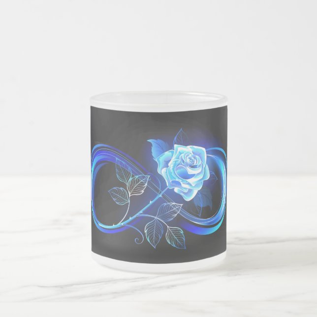 Caneca De Café Vidro Jateado Glowing infinity with blue rose (Centro)