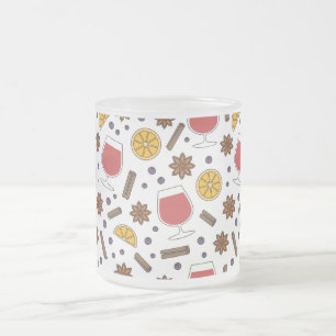 Caneca De Café Vidro Jateado Gluhwein doodle, feriados de natal, bebida saboros