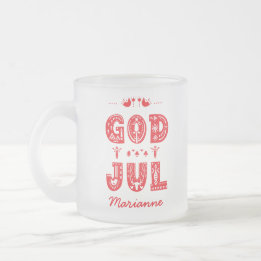 Caneca De Café Vidro Jateado God Jul Traditional Swedish Christmas Font