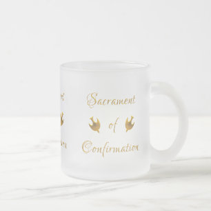 Caneca De Café Vidro Jateado Golden Sacrament of Confirmation and Holy Spirit