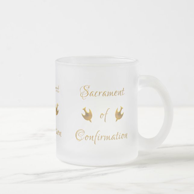 Caneca De Café Vidro Jateado Golden Sacrament of Confirmation and Holy Spirit (Direita)