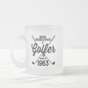 Caneca De Café Vidro Jateado Golfer Golfing de 60 anos 1963 Golfer's 60th